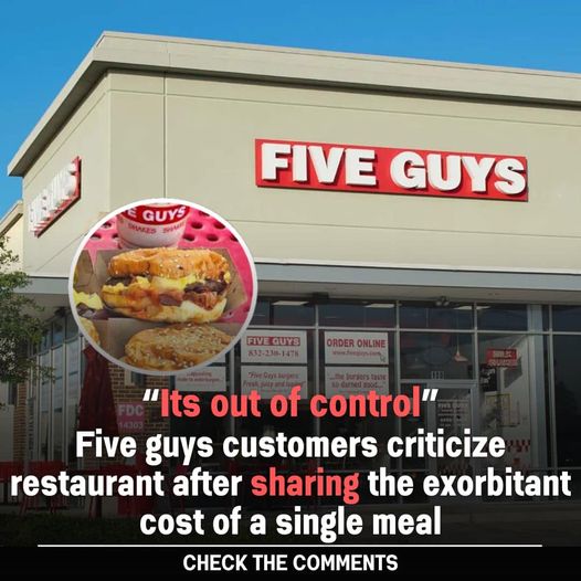 Customers at Five Guys express outrage over the ‘sky-high’ prices of their meals after discovering the cost of a single order