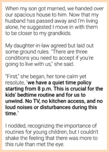 “My Daughter-in-Law’s Conditions for Me to Move In”